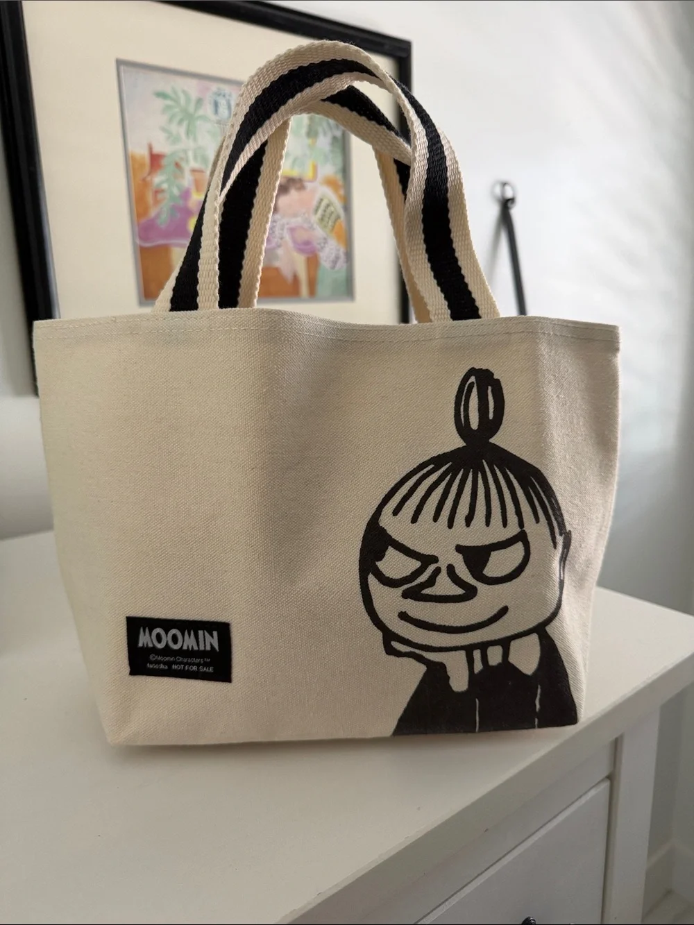 Moomin Little My Canvas Mini Tote Bag in Cream with Black Graphics